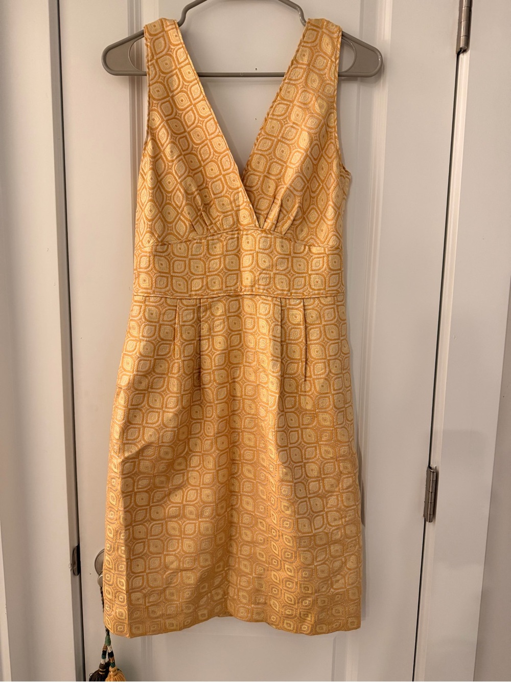 J. Crew Yellow Geometric V-Neck Sleeveless Dress